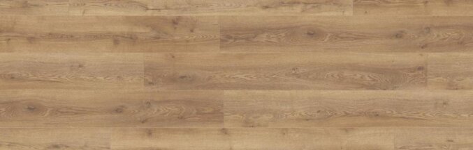 Nahaufnahme des Laminats Berg Eiche Natur D4725. Das Laminat hat eine braune und etwas rustikalere bzw. naturbelassenere Holzoptik und besonders lange Dielen.