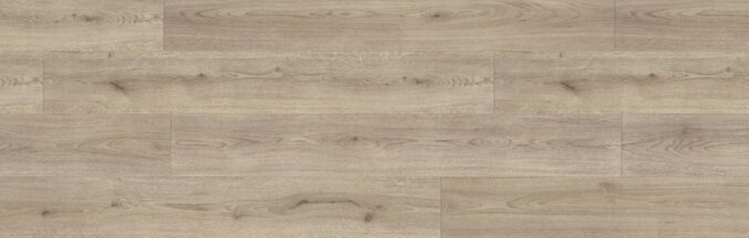 Nahaufnahme eines Laminats in grauer Eichenholzoptik mit leichten Maserungen