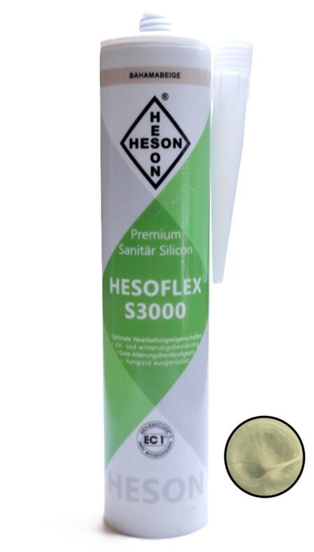 Silikon des Herstellers Heson in der Farbe Bahamabeige.<br />Fungizit ausgerüstet und Alterungs- und UV-Beständig. 