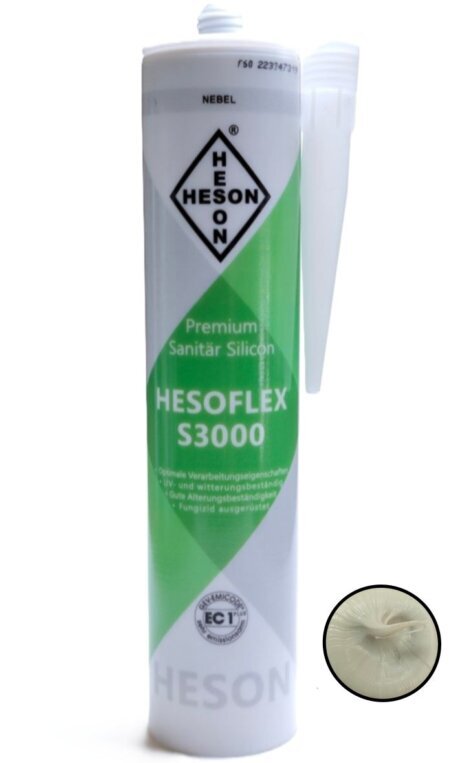 Silikon des Herstellers Heson in der Farbe Grau Nebel.<br />Fungizit ausgerüstet und Alterungs- und UV-Beständig. 