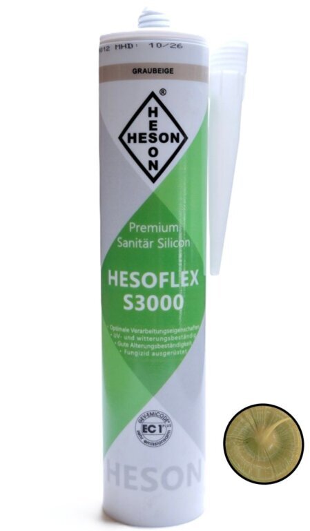 Silikon des Herstellers Heson in der Farbe Graubeige.<br />Fungizit ausgerüstet und Alterungs- und UV-Beständig. 