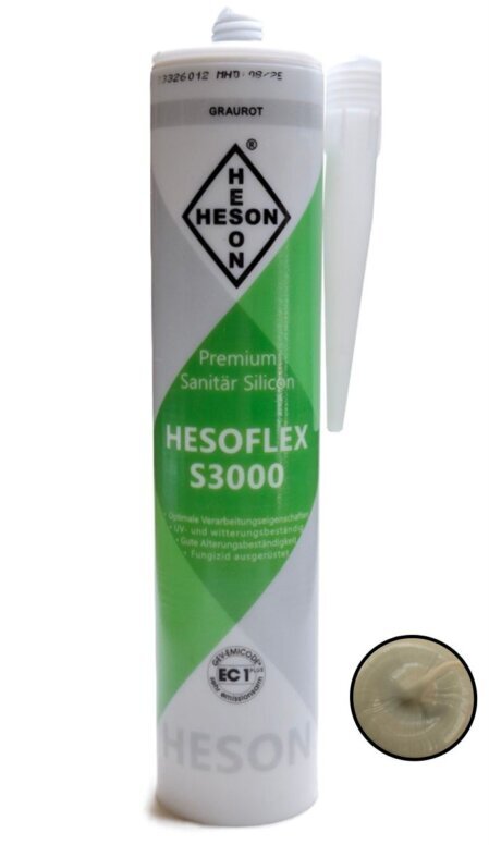 Silikon des Herstellers Heson in der Farbe Graurot<br />Fungizit ausgerüstet und Alterungs- und UV-Beständig. 