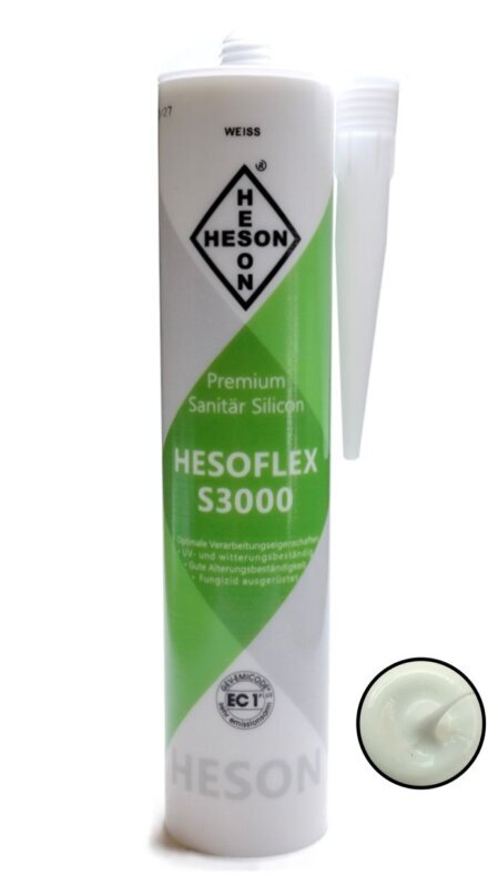 Silikon des Herstellers Heson in der Farbe Weiß. <br />Fungizit ausgerüstet und Alterungs- und UV-Beständig. 