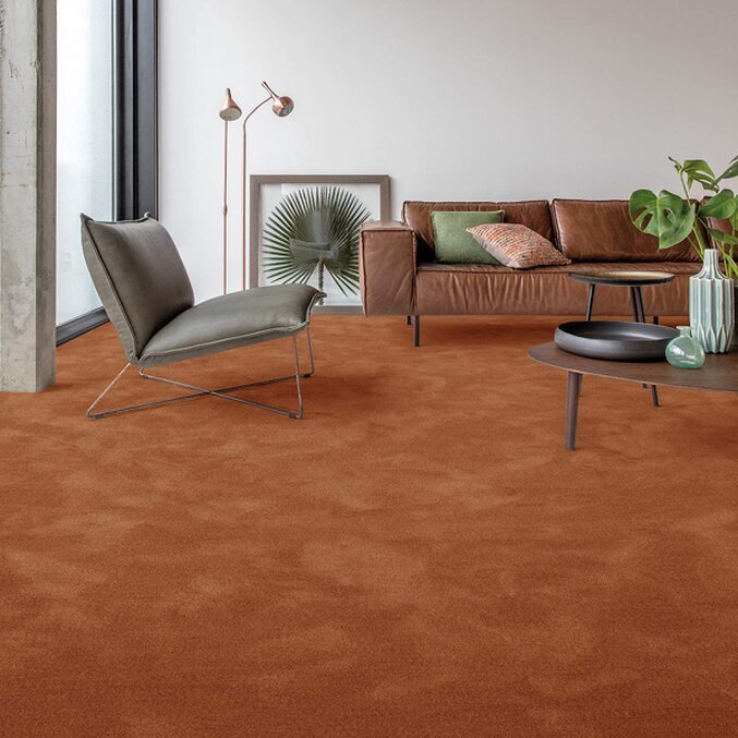 Teppichboden in Orange in einem Wohnzimmer