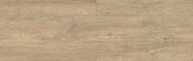 Foto einer Diele des Klick Vinyls SPC Lannister. Erkennbare ist die farbliche Mischung aus beige und braun sowie eine feine Holzmaserung