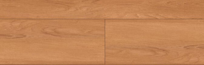 Foto einer Diele Klick Vinyl SPC Sansa. Gut sichtbar ist die rötlich braune Farbe und die feinen Maserungen