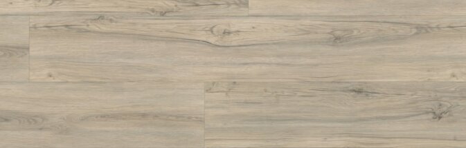 Nahaufnahme eines Klick Vinyl in cremefarbener Holzoptik mit hellgrauen und schwarzen Rissen