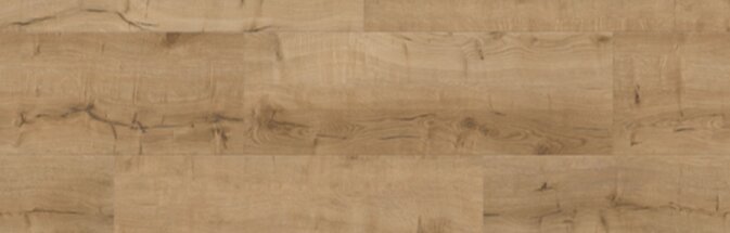 Bild einer Diele des Klick Vinyl Eiche Natur. Zu sehen ist eine Holzoptik in einem natürlichen Braunton mit einzelnen dunklen Rissen und Furchen.